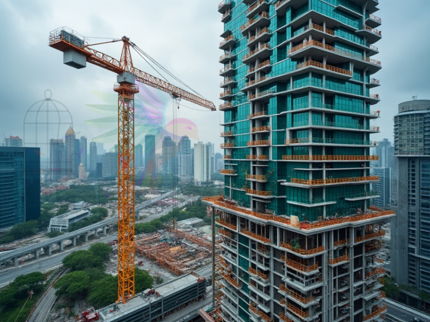 Visual of work done with a crane at the construction site - crane jpg