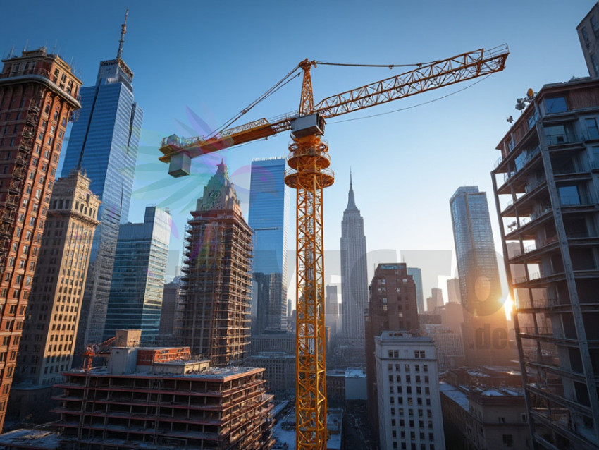 Visual of work done with a crane at the construction site - Crane New York