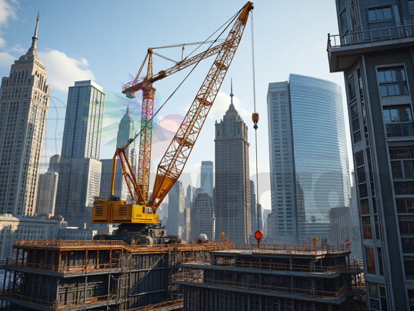 Visual of work done with a crane at the construction site - Crane New York