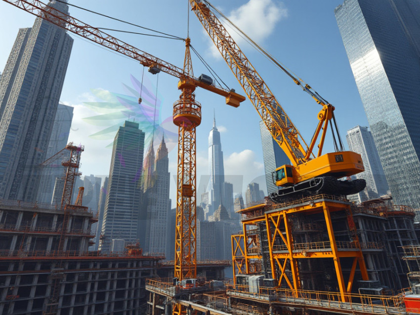 Visual of work done with a crane at the construction site - Crane New York