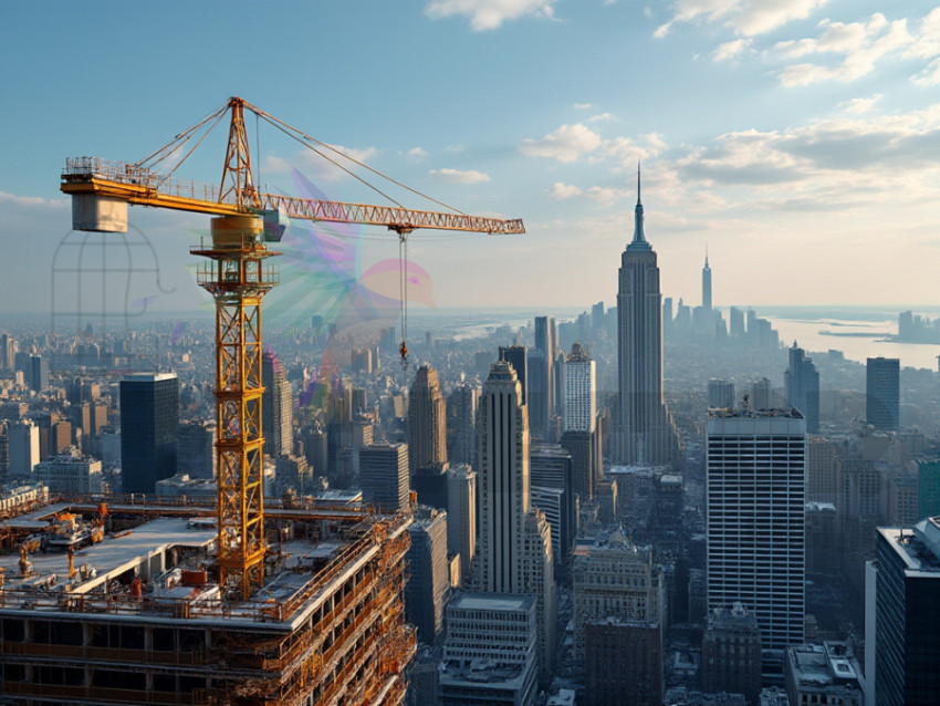 Visual of work done with a crane at the construction site - Crane New York